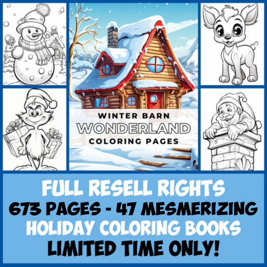 MMR 673 Pages, 47 Holiday Coloring Books with Full Master Resell Rights