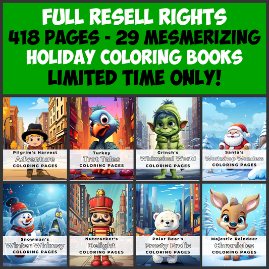 MMR 418 Pages, 29 Mesmerizing Coloring Books with Full Master Resell Rights