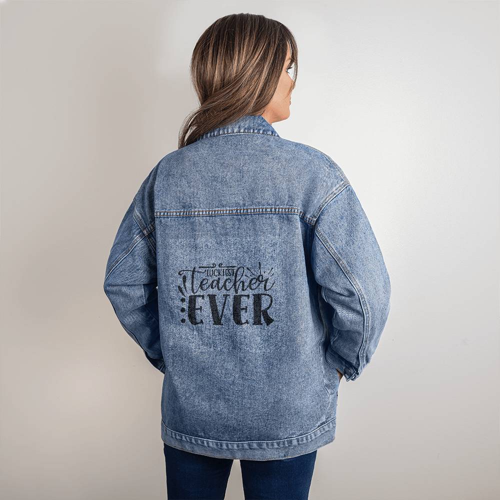 'Luckiest Teacher Ever' Denim Jacket